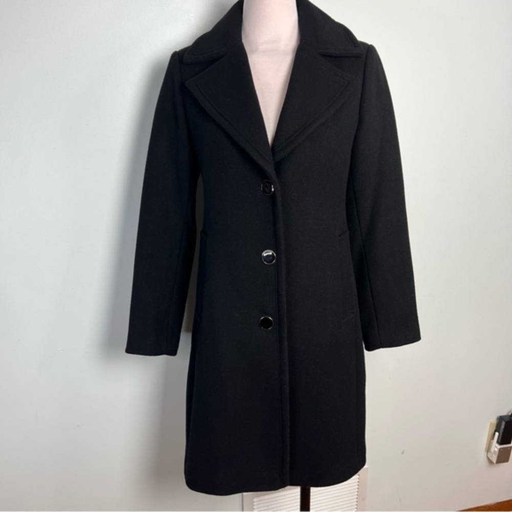 Kate Spade Black Wool Blend Coat Tailored Classic Minimalist Chic Women’s Small